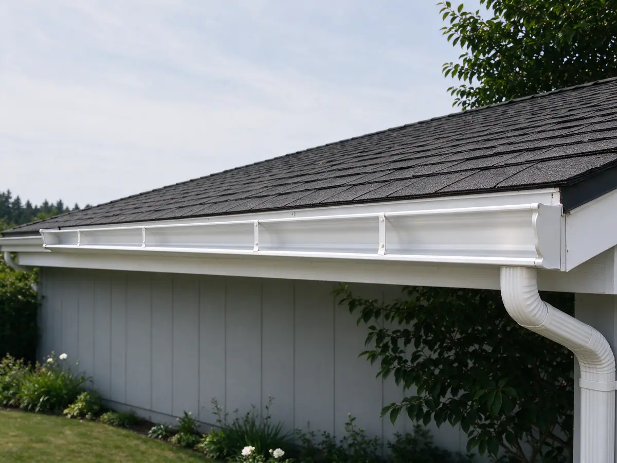 Hidden hanger clipped inside the front lip of a new gutter