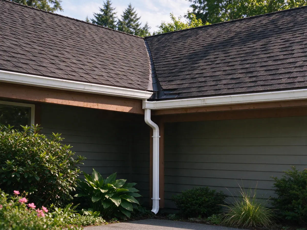 New outlet hole cut where a roof valley meets the eave
