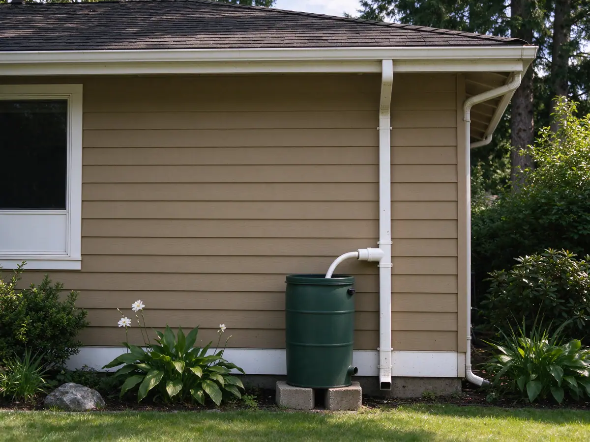 Rain barrel diverter fitted into an aluminum downspout