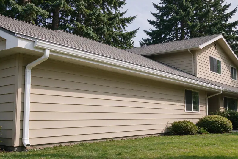 Seamless K-style gutter run along a Kent house eave
